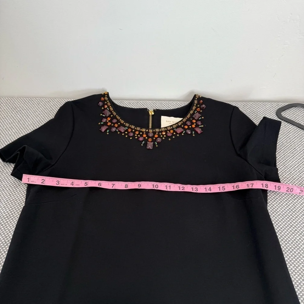 Kate Spade Black Glimmer Shift Dress‎ Jeweled Collar Short Sleeve Women’s Sz 8